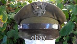 Old Vintage US WW2 1940s era Army Air Forces Pilot's Crusher Cap Visor Hat USED