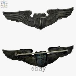 Orber Pattern Wwii Pilot Wings Badge Sterling Army Air Corps Insigia 3-1/8 Ww2