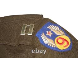 Orig. WWII BRITISH MADE US 9th Army Air Force Ike Uniform Jacket Wings Ribbon
