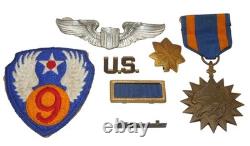 Orig WWII US Army Air Forces USAAF 9th Air Force Patch Air Medal Wings Pins DR2