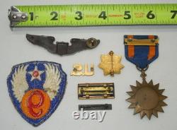 Orig WWII US Army Air Forces USAAF 9th Air Force Patch Air Medal Wings Pins DR2