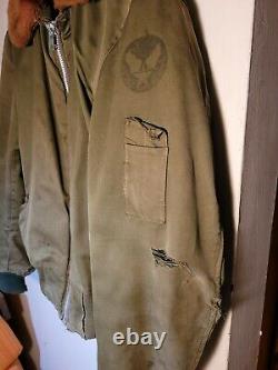 Original 1940s WW2 Vintage Army Air Forces B-15A Flight Bomber Jacket Fur Lined