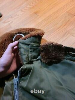 Original 1940s WW2 Vintage Army Air Forces B-15A Flight Bomber Jacket Fur Lined