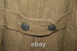 Original Early WW2 U. S. Army Air Forces PFC Patched OD Wool Overcoat, 1940 d