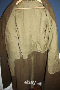 Original Early WW2 U. S. Army Air Forces PFC Patched OD Wool Overcoat, 1940 d