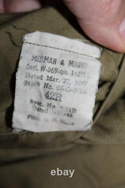 Original Early WW2 U. S. Army Air Forces PFC Patched OD Wool Overcoat, 1940 d