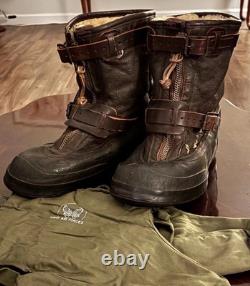 Original Rare 1942 WW2 USAAF Army Air Corps A6 Flight Boots + Heated Inserts