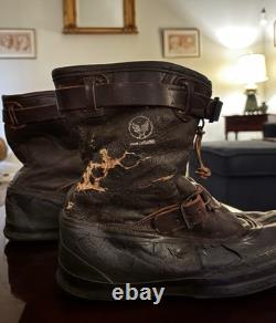 Original Rare 1942 WW2 USAAF Army Air Corps A6 Flight Boots + Heated Inserts