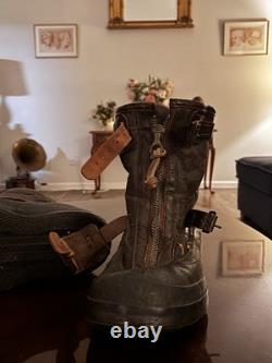 Original Rare 1942 WW2 USAAF Army Air Corps A6 Flight Boots + Heated Inserts