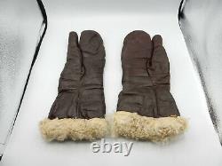 Original U. S. WWII Army Air Force A-9A Leather Flying Mitten Gloves MEDIUM