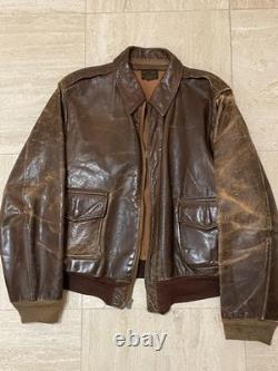 Original Us Army Air Wwii A-2 Leather Flight Jacket- Sz. 42