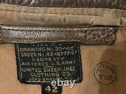 Original Us Army Air Wwii A-2 Leather Flight Jacket- Sz. 42