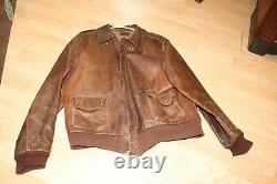 Original Vintage WWII Type A-2 Air Force U. S. Army Leather Flight Jacket Size 44