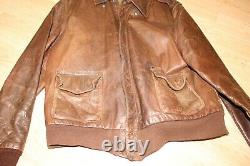 Original Vintage WWII Type A-2 Air Force U. S. Army Leather Flight Jacket Size 44