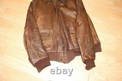 Original Vintage WWII Type A-2 Air Force U. S. Army Leather Flight Jacket Size 44