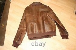 Original Vintage WWII Type A-2 Air Force U. S. Army Leather Flight Jacket Size 44