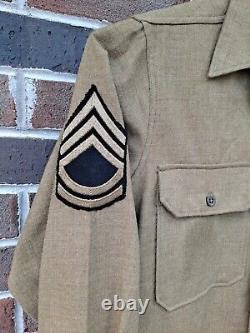 Original WW2 Army Air Corps 5th Air Force Sargent Flannel O. D. Shirt 15x32