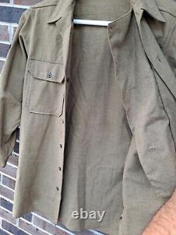 Original WW2 Army Air Corps 5th Air Force Sargent Flannel O. D. Shirt 15x32