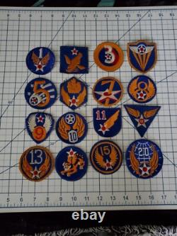 Original WW2 Complete Set Lot of 16 AIR FORCE USAAF US Army Shoulder Patch WWII