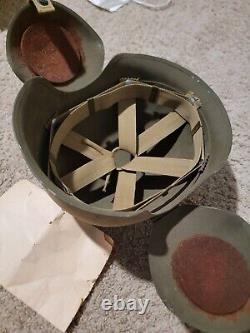 Original WW2 Steel Helmet M-3 Flak US Army Air Force usaaf aaf Crew Pot W Paper