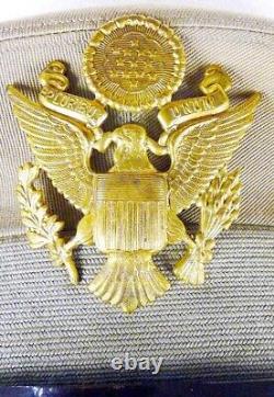 Original WW2 Tan Top US Army Air Force Officer Visor Cap with Eagle USAAF