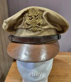 Original WW2 US Army Air Corps Enlisted Man Summer Visor Crusher Cap Hat USAAC
