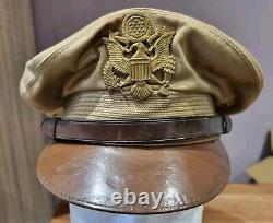 Original WW2 US Army Air Corps Enlisted Man Summer Visor Crusher Cap Hat USAAC
