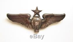 Original WW2 US Army Air Corps Senior BALLOON Sterling 3 Pilot Wings Pin Back