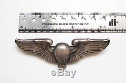 Original WW2 US Army Air Corps USAAF BALLOON Sterling 3 Pilot Wings Pin Back