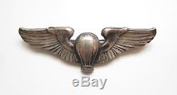 Original WW2 US Army Air Corps USAAF BALLOON Sterling 3 Pilot Wings Pin Back