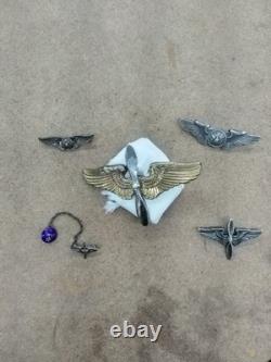 Original WW2 US Army air corp and cadet sterling Silver Wings Badges WWII