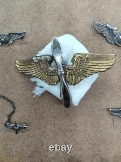 Original WW2 US Army air corp and cadet sterling Silver Wings Badges WWII
