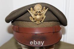 Original WW2 U. S. Army Air Forces Officers Crusher Visor Cap withBadge Size 7