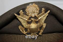 Original WW2 U. S. Army Air Forces Officers Crusher Visor Cap withBadge Size 7