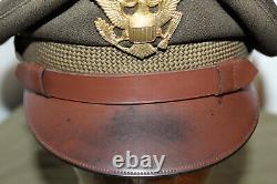 Original WW2 U. S. Army Air Forces Officers Crusher Visor Cap withBadge Size 7