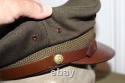 Original WW2 U. S. Army Air Forces Officers Crusher Visor Cap withBadge Size 7