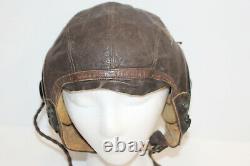 Original WWII AAF Army Air Force A-11 Leather Flight Helmet + ANB-H-1 Headset