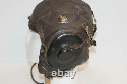 Original WWII AAF Army Air Force A-11 Leather Flight Helmet + ANB-H-1 Headset