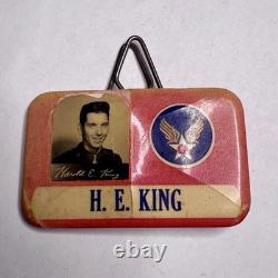 Original WWII Army Air Corps Photo ID Badge Pilot Pin