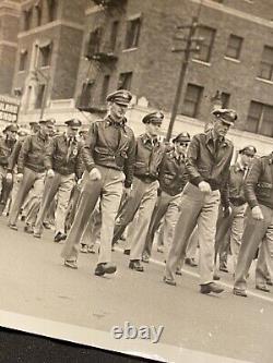 Original WWII Photo US Army Air Corp Squadron Marching A-2 Jacket