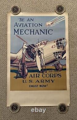 Original WWII Poster Be An Aviation Mechanic In The Air Corps US Army 25x38