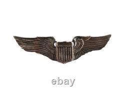 Original WWII USAAF US Army Air Force 3.25 Sterling Aviator Pilot Wings Pinback