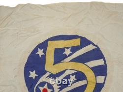 Original WWII US 5th Army Air Force AAF Unit Silk Flag 38