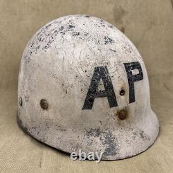 Original WWII US Army AP Air Police M1 Helmet Liner WW2 Used Firestone