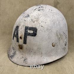Original WWII US Army AP Air Police M1 Helmet Liner WW2 Used Firestone
