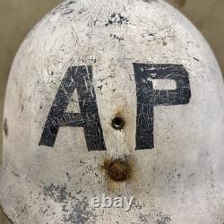 Original WWII US Army AP Air Police M1 Helmet Liner WW2 Used Firestone