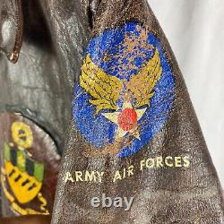 Original WWII US Army Air Corp A-2 Flight Jacket 2nd Bomb Wing Painted Patch