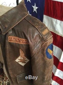 Original WWII US Army Air Corp A-2 Leather Flight Or Bomber Jacket Aero Co