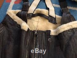 Original WWII US Army Air Corps B-6 Strap Sided Leather Flight Jacket Pants B-3
