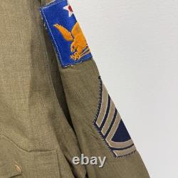 Original WWII US Army Air Corps Flannel Shirt Patched 2nd Div Mint Named